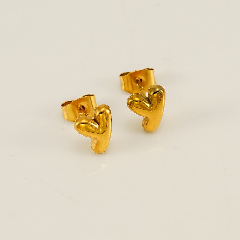 Gold color / 1 Pair Simple Series Elegant Letter Y Titanium Steel 18K Gold Plated Women's Stud Earrings Picture25